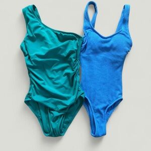 Time and Tru Teal and Blue One Piece Swimsuit Bundle